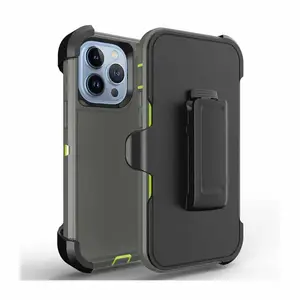 Armure de protection antichoc Unique 3 en 1, Clip de ceinture, coque arrière pour iphone 14 Pro max