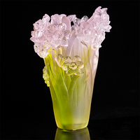Magnifique vase en verre à thème floral coloré, sculpture artistique en cristal, décoration, vase irrégulier