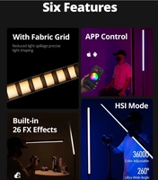 Portable 30W A2 PLUS Ambitful 2500K-8500K 37in 95cm RGB Tube Light Full Color LED Video Stick Light pour la photographie