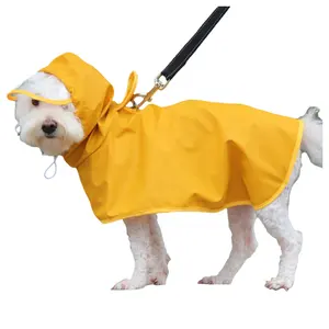 Vente en gros du dernier manteau de pluie pour grand chien imperméable PU manteau de pluie pour chien réfléchissant extérieur