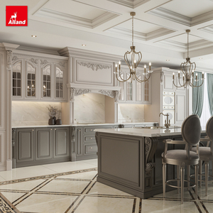 Mobile da <span class=keywords><strong>Cucina</strong></span> Moderno di Lusso in Stile Country Francese <span class=keywords><strong>Vintage</strong></span> Elegante Verde Salvia Alland con Maniglie, Rubinetto e Isola in Marmo - Product Image 5