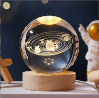 Lampe de nuit sphérique en cristal 3D, boule de cristal lune stable, décoration d'intérieur, lampe de nuit en cristal pour enfants, cadeau
