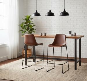 Modern Brown Leather <b>Bar</b> <b>Stool</b> Soft Cushion Ergonomic Design Swivel Seat <b>Height</b> <b>Adjustable</b> Breakfast Counter Kitchen Seating - Product Image 3