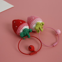 Geweven Gehaakte Aardbei Sleutelhanger Sleutelhanger Schattige Handgemaakte Zoete Gehaakte Pop Speelgoed Fruit Gebreide Aardbei Sleutelhanger Amigurumi