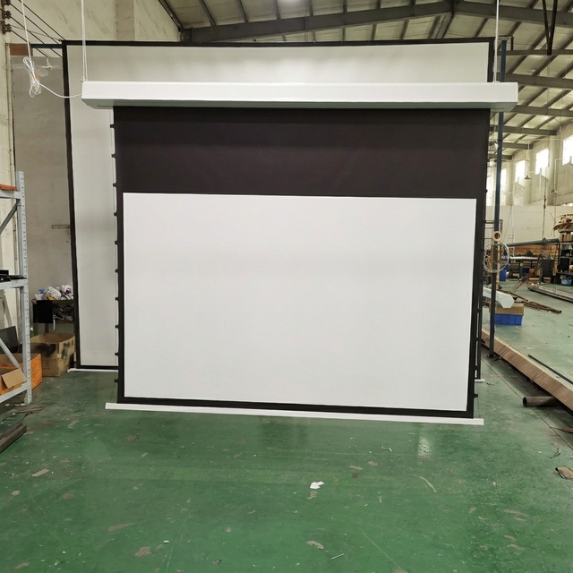 High Quality 150 Inch 16:9 Ceiling Recessed Electric Tab Tension Projector Screen Outdoor Projection Screen