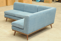 Neuer Stil Modernes Holz moderne bequeme Sofa garnitur mit Hocker Günstiger Großhandels preis L-Form Ecke Relax Sofa Jeans sofa