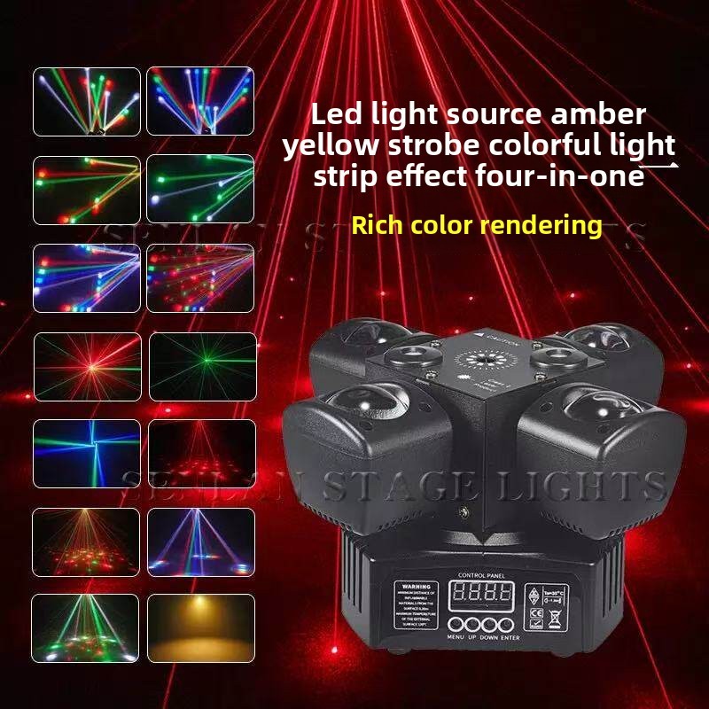 Home KTV Bar Private Room Flashing Laser Disco Sound-Controlled Remote Control Dimmable Rotating LED Atmosphere Stage Light IP65