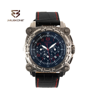 2024 nouvelle personnalisation sportive montre à Quartz pour hommes avec calendrier multi-fuseau horaire fonction de plongée bracelet en cuir boîtier en acier inoxydable