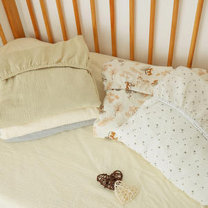 Draps de lit pour bébé en coton biologique 100% - Tissu crêpe - Muslin - Doux - <span class=keywords><strong>Drap</strong></span>-housse pour <span class=keywords><strong>berceau</strong></span> - Product Image 3