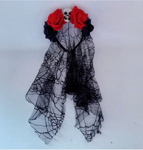 Diadema Mexicana con Flores Artificiales de Rosa y Calavera para el Día de los Muertos, Diademas para el Festival del Día de los Muertos, Accesorios para el Cabello - Product Image 6