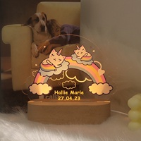 Mini Veilleuse Personnalisée en Acrylique LED, Lampe de Table de Chevet en Bois à Personnaliser pour Enfants, Décoration Intérieure