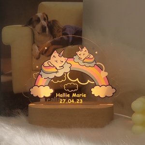 مصباح ليلي صغير بالأشعة فوق البنفسجية مخصص، إضاءة LED أكريليك مخصصة، مصباح خشبي للطاولة الجانبية للسرير، مصباح مخصص للأطفال لديكور المنزل - Product Image 2