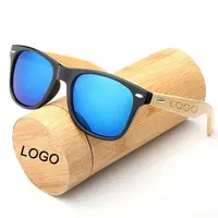 Boxun óculos de sol com logotipo personalizado, óculos vintage de bambu com armação natural uv400 2022