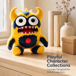 Peluche Monstre Zappy Brave Personnalisée, Cadeau de Noël, Adorable Animal en Peluche Jaune et Bleu, Poupée aux Grands Yeux et Ventre Rouge, Vente en <span class=keywords><strong>Gros</strong></span> - Product Image 4