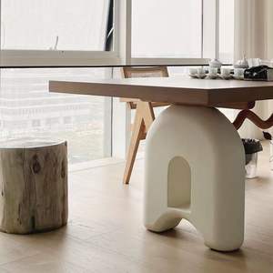 Mesa de comedor McDull de madera maciza color crema, rectangular, estable, mueble combinable para comedor - Product Image 4