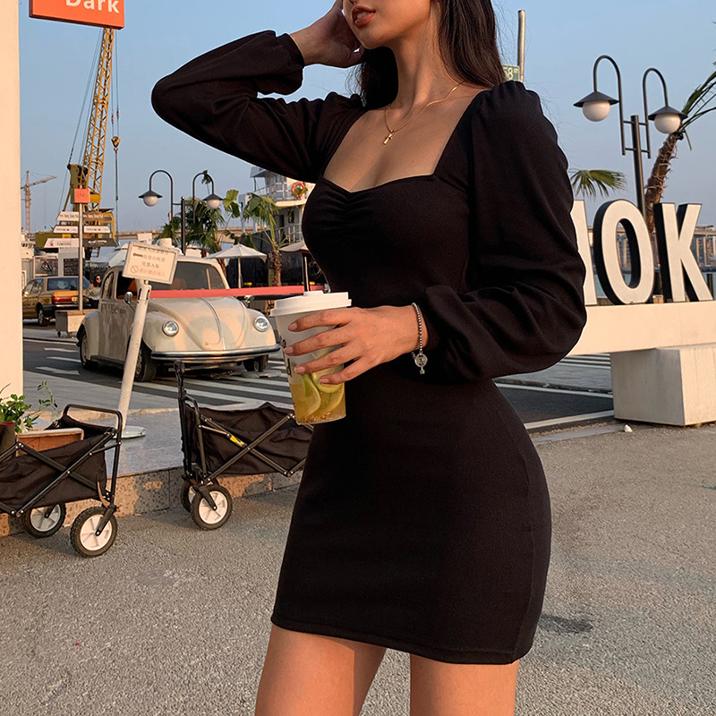 white christmas dresses Siren Black One Shoulder Bodycon Mini Dress – Club L London main image 0