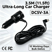 Chargeur de voiture avec câble 12V 24V vers 5V 3A pour DVR, caméra embarquée, allume-cigare de voiture avec adaptateur de câble, gadgets de voiture OEM