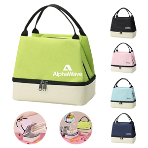 Sac à lunch isotherme à double couche, sac isotherme portable, organisateur de rangement alimentaire pour le travail, l'école, les pique-niques, les voyages - Product Image 1