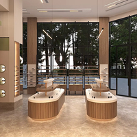 Étagère à lunettes en bois brutaliste, écologique, imperméable, avec éclairage LED pour table de lunettes, comptoir de réception, décoration de magasin