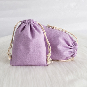 Purple Cotton <b>Drawstring</b> Bag 7x9cm Jewelry Storage <b>Pouch</b> Rectangular Fabric Ring Holder Packaging For Accessories - Product Image 1