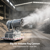 Canon à brouillard à grand volume d'air 30-100M, ventilateur électrique à haut débit d'air, pulvérisateur anti-poussière pour une couverture de site sur de grandes surfaces ouvertes