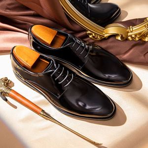 New Genuine Leather Men's Oxford <b>Shoes</b> Pearl Leather Trim Waterproof <b>Height</b> <b>Increasing</b> Lace-up Closure Suitable for Formal Wear. - Product Image 6
