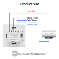 Interrupteur mural électrique intelligent Zigbee 40A à bouton-poussoir pour chauffe-eau, climatiseur, chaudière, avec contrôle par application et vocal