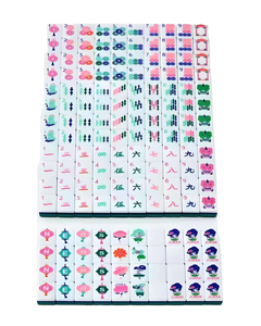 Jeu de Mahjong de style américain de marque QiXi en PVC vert pour 4 joueurs, portable, de luxe, haut de gamme, avec échecs et cartes en cristal, cadeau pour <span class=keywords><strong>la</strong></span> maison, <span class=keywords><strong>d</strong></span>és - Product Image 5