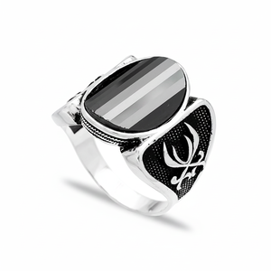 Ottoman Design Triangle Cut Onyx Gemstone Design <b>Men</b> <b>Rings</b> Authentic <b>Men</b> <b>Ring</b> Wholesale Handmade 925 Sterling <b>Silver</b> - Product Image 2