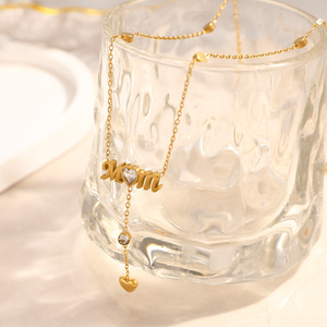 Collar con Colgante de Corazón para Mamá, Chapado en Oro de 18k, Cadena en Y, para Uso Diario, Regalo - Product Image 2