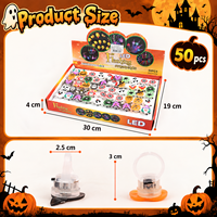 Grosir 50Pcs Cincin LED Halloween Menyala Karakter Kartun Labu Tengkorak Hantu Mainan Jari Berkedip untuk Souvenir Pesta Halloween