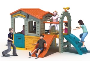KAIQI GROUP Kids 'Happy Hut Slide Play House Favorite Backyard Plastic Playsets Durable PE Material for Residential Airport Use - Product Image 3