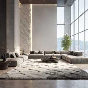 Alfombra de lana tejida a mano de lujo para sala de estar, alfombra de dormitorio suave y acogedora esponjosa con función antideslizante, alfombras con mechones a mano - Product Image 1