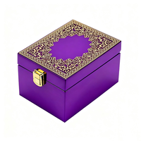 Boîte en bois haute brillance de luxe avec motif arabe pour le parfum