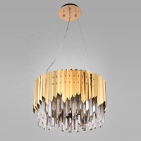 Lustre suspendu circulaire au design moderne, luminaire décoratif d'intérieur, disponible en cristal, couleur jaune or k9, idéal pour une salle à manger