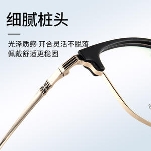 Monture de lunettes rétro pour homme, demi-cerclée, en métal, rectangulaire, légère, avec verres en acrylique TR90, Danyang 23-9 - Product Image 1