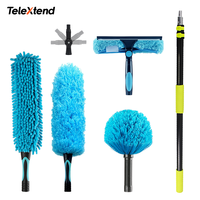Plumeau télescopique en microfibre à longue portée avec manche en aluminium, outils de nettoyage de fenêtres réglables de 3,6 à 7,2 m pour le nettoyage des plafonds et domestique