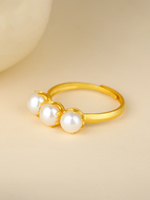 Bague pour femme en argent 925 plaqué or de haute qualité, perle Edison de qualité AAAA, forme ronde, blanche, tendance, réglable, vente en gros