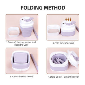 Ultra-Compact Dobrável Copo De Café De Silicone À Prova De Vazamento Reutilizável Portátil Espresso Caneca 16oz/473ml Lava-louças Microondas - Product Image 4