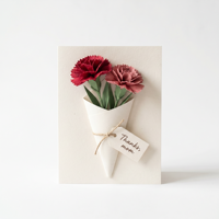 Carte de remerciement de luxe en papier gaufré motif bouquet de carnations, carte de vœux pour la fête des Mères pour maman