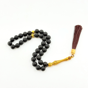 <span class=keywords><strong>Rosario</strong></span> Islamico in Pietra Nera da 8mm con 33 Perle, per Preghiera Musulmana e Pellegrinaggio, Tisbiha Allah - Product Image 4