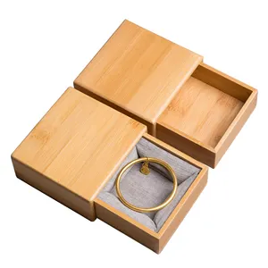 Luxury Natural Color Slid Lining Wood Box Jewelry Necklace Bracelet Tea Custom Bamboo Gift Packaging Box