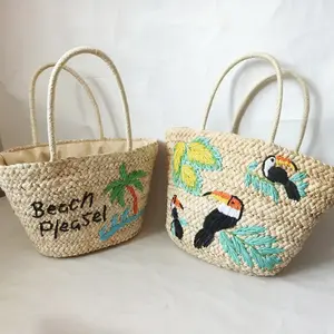 Summer Handwoven Large Fashionable Paper Straw Woven Basket Beach Bag Shoulder Handbag