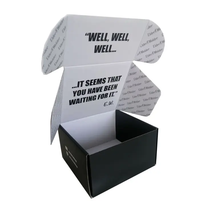 Cartón negro mate transporte embalaje postal cartón corrugado Impresión de logotipo personalizado envío caja de correo con punto UV