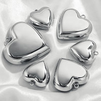 Pendentifs Cœur Gras en Acier Inoxydable 16mm-42mm, Surface Plate, pour Colliers et Bracelets DIY