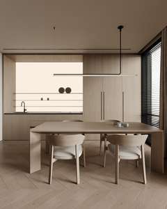 Armoires de cuisine modernes et simples de Foshan, multifonctionnelles, avec porte escamotable, armoires sur mesure avec îlot central, ensemble complet - Product Image 5