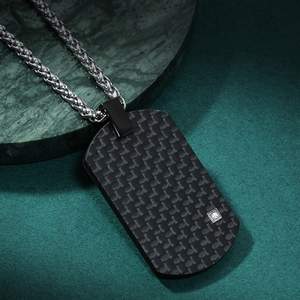 Alin Factory Direct Senior <span class=keywords><strong>Plaid</strong></span> Men's Stainless Steel Anla Necklace Simple Hundred Pendant Fashion Trend Jewelry - Product Image 4