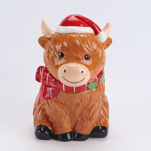 Taza <span class=keywords><strong>de</strong></span> Café <span class=keywords><strong>de</strong></span> Cerámica con Diseño <span class=keywords><strong>de</strong></span> Vaca Highland 3D con Bufanda Roja, Taza <span class=keywords><strong>de</strong></span> Té con Leche Pintada a Mano con Diseño <span class=keywords><strong>de</strong></span> Ganado Escocés, Regalo Festivo Navideño - Product Image 2