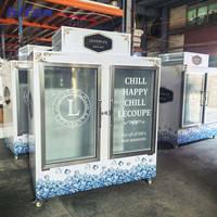 Congélateur commercial 650L pour glace, refroidissement par ventilateur, 80 sacs, contrôle numérique de la température, présentoir à glace