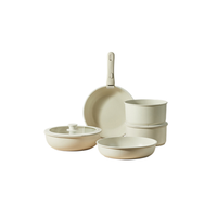Ensemble de cuisine complet en granit 4 pièces, durable et léger, comprenant une poêle antiadhésive, un wok, une casserole, amovible et résistant à la chaleur
